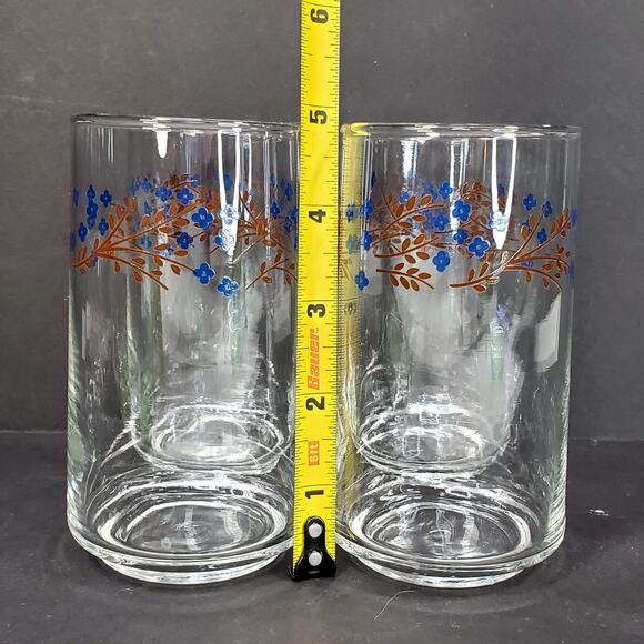 Vtg Termocrisa Lot of 4 Blue Forget Me Not Drinking Glasses Tumblers 4 3/4” - Picture 3 of 7